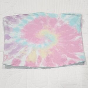 Reversible Pastel Tie Dye Tube Top Bandeau Aqua Blue Strapless Crop Top